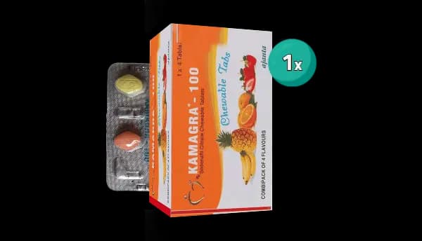 Verpakking Kamagra kauwtabletten, die je online kunt bestellen